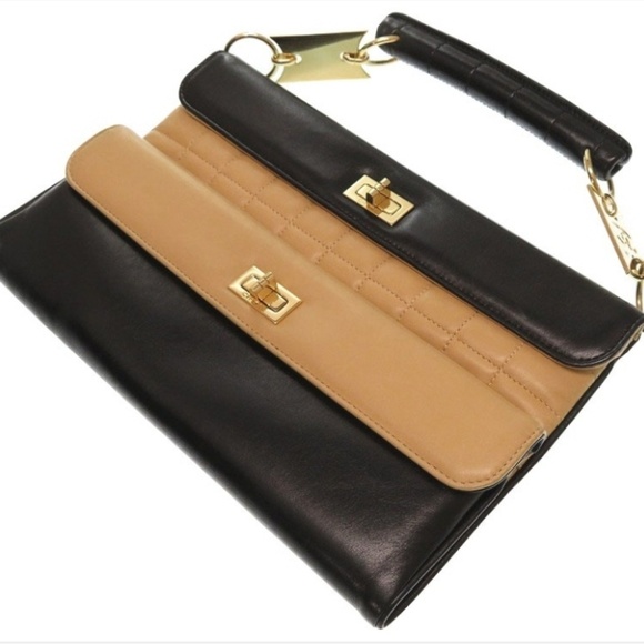 Chanel Chocolate Bar Double Flap Black Beige Bag - Picture 3 of 8